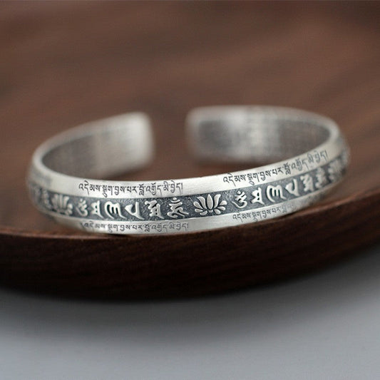 National Tide Prajnaparamita Heart Sutra Opening Bracelet Six-Character Mantra Heart Sutra Bracelet For Men And Women