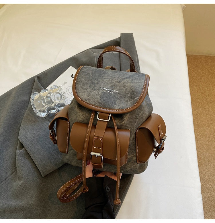 Retro Casual Backpack For Women Stylish Drawstring Travel Bag