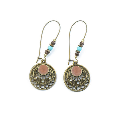 Vintage Floral Leaf Design Turquoise Alloy Earrings