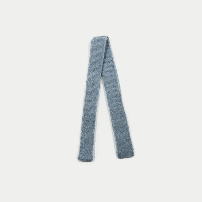 Solid Color Knitted Wool Blend Scarf for Women