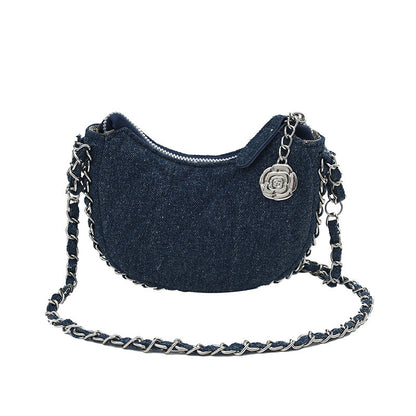 Fashionable Women's Denim Quilted Crossbody Bag