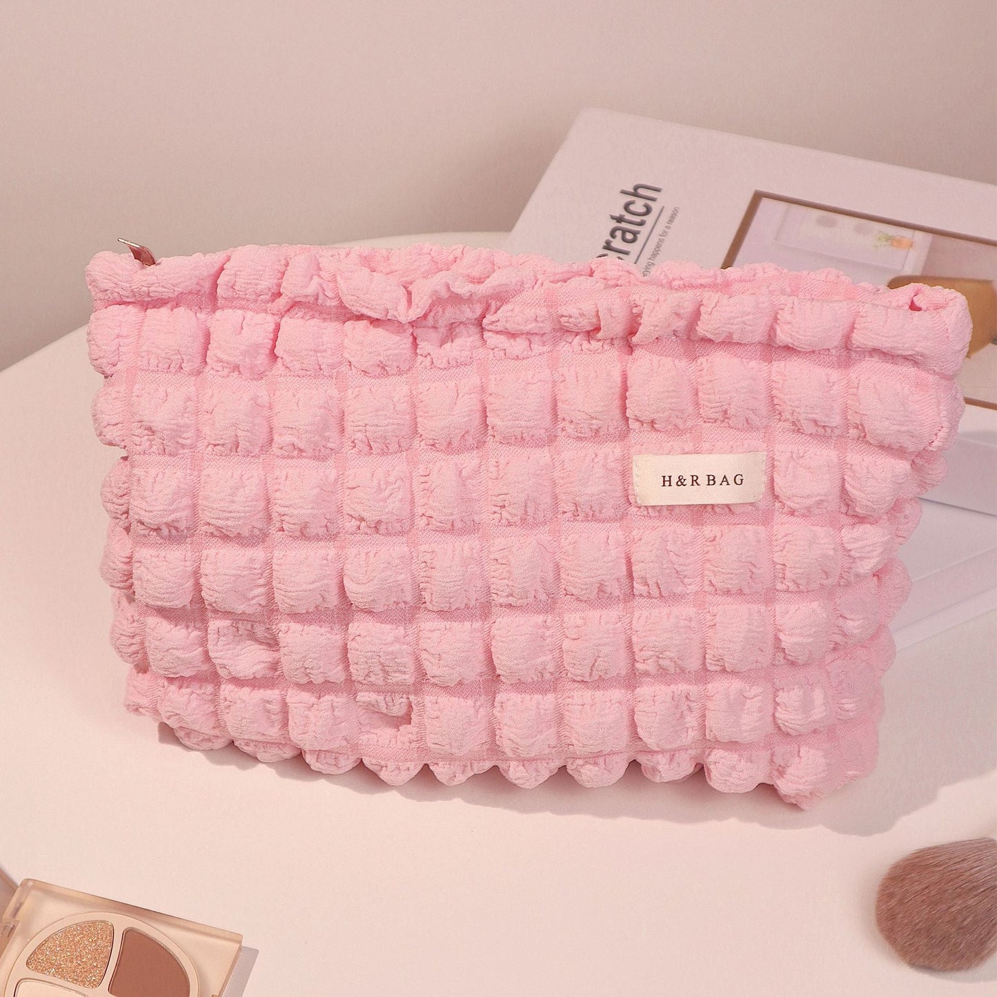 Solid Color Clody Puffer Coametic Bag