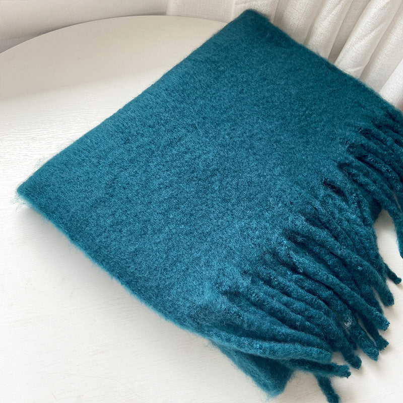 2+ Solid Color Tassel Mohair Scarves