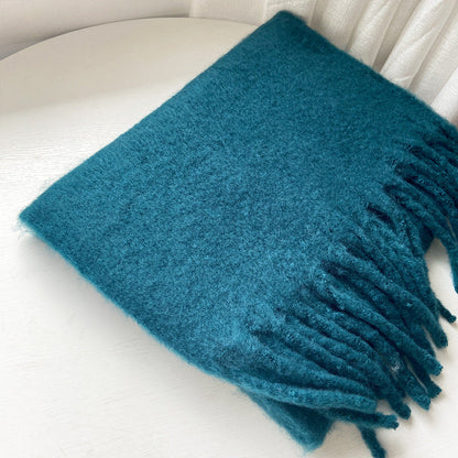 2+ Solid Color Tassel Mohair Scarves