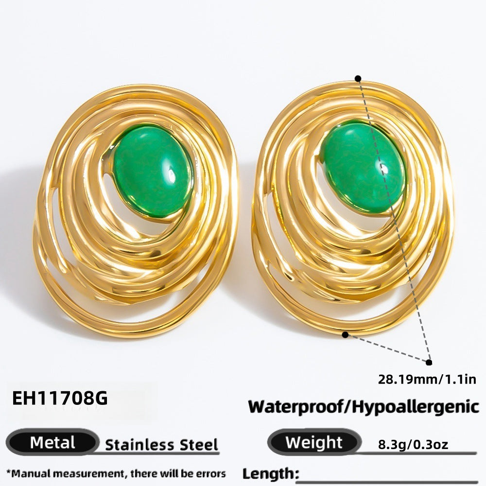 Geometric Drop Earrings Stainless Steel 18K Gold Plated