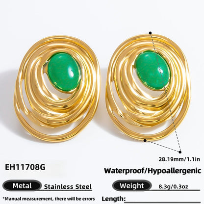 Geometric Drop Earrings Stainless Steel 18K Gold Plated