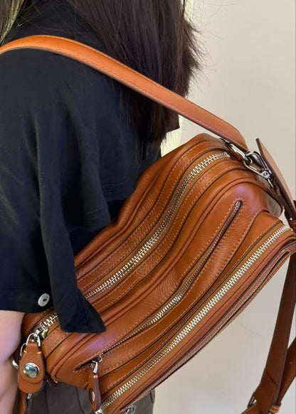 Crescent Bag Vegan Leather Zip Accent