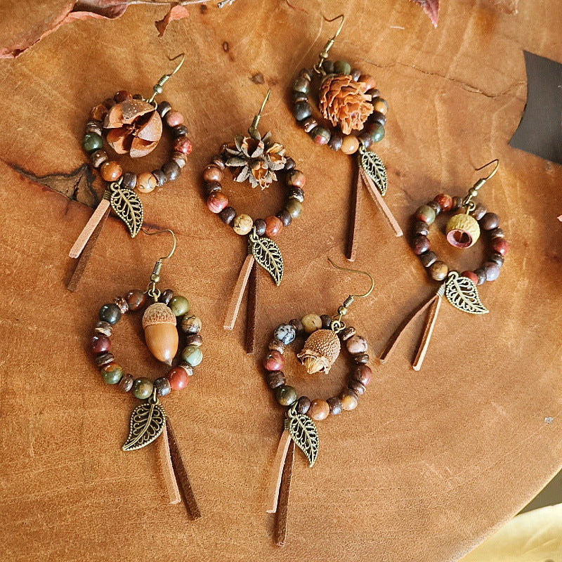 Bohemian Tassel Earrings Handmade with Dried Fruits