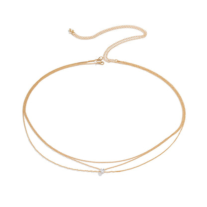 Simple Rhinestone Heart Waist Chain