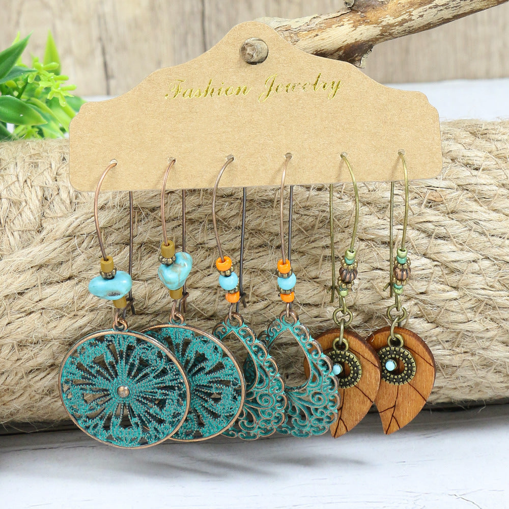 Boho Vintage Minimalist Hollow Drop Earrings Set