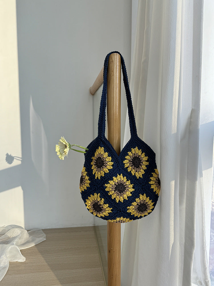Trendy Woven Cotton Bag with Classic Check Pattern