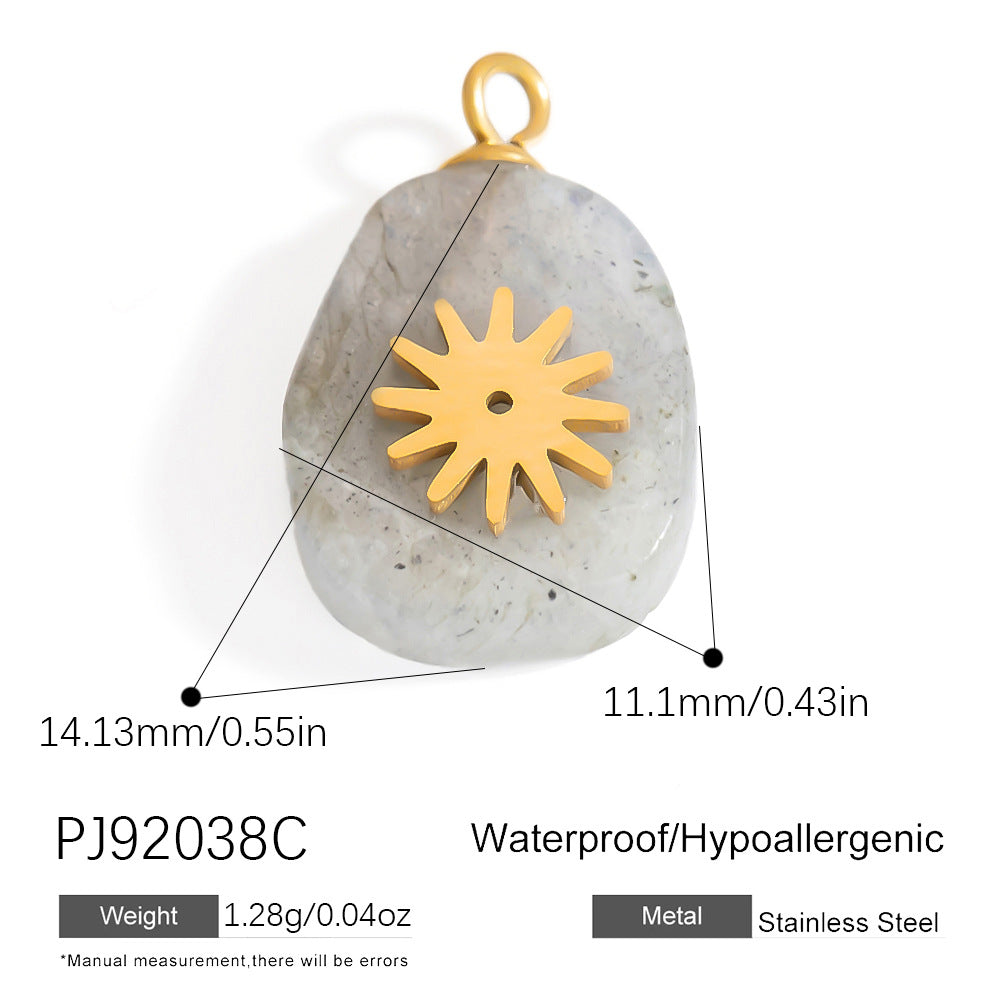 Butterfly Pendant Necklace Natural Stone Stainless Steel Jewelry
