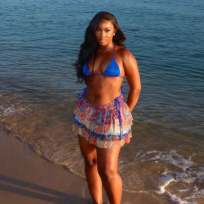 Fashionable High-Waisted Cake Skirt With 3D Print