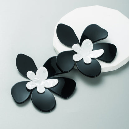 Trendy Floral Acrylic Drop Earrings Retro Style for Women