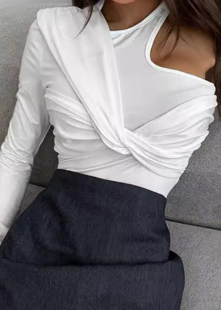 Asymmetrical One Sleeve Top Soft Stretchy Fabric