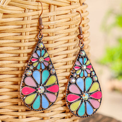 Colorful Alloy Drop Earrings Bohemian Style Fashionable Accessories