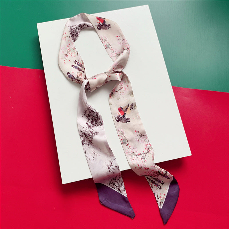 Silk Scarf Long Silk Scarf Braided Hair Tied Bag With Gift Spinning Literature And Art