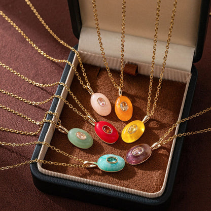 Trendy Rhinestone Waterdrop Pendant Chain Necklace