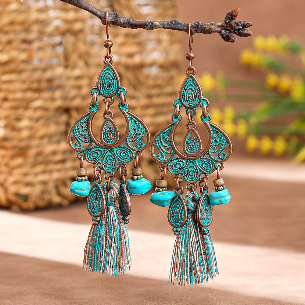 Bohemian Vintage Tassel Earrings Set Handmade Zinc Alloy Accessories