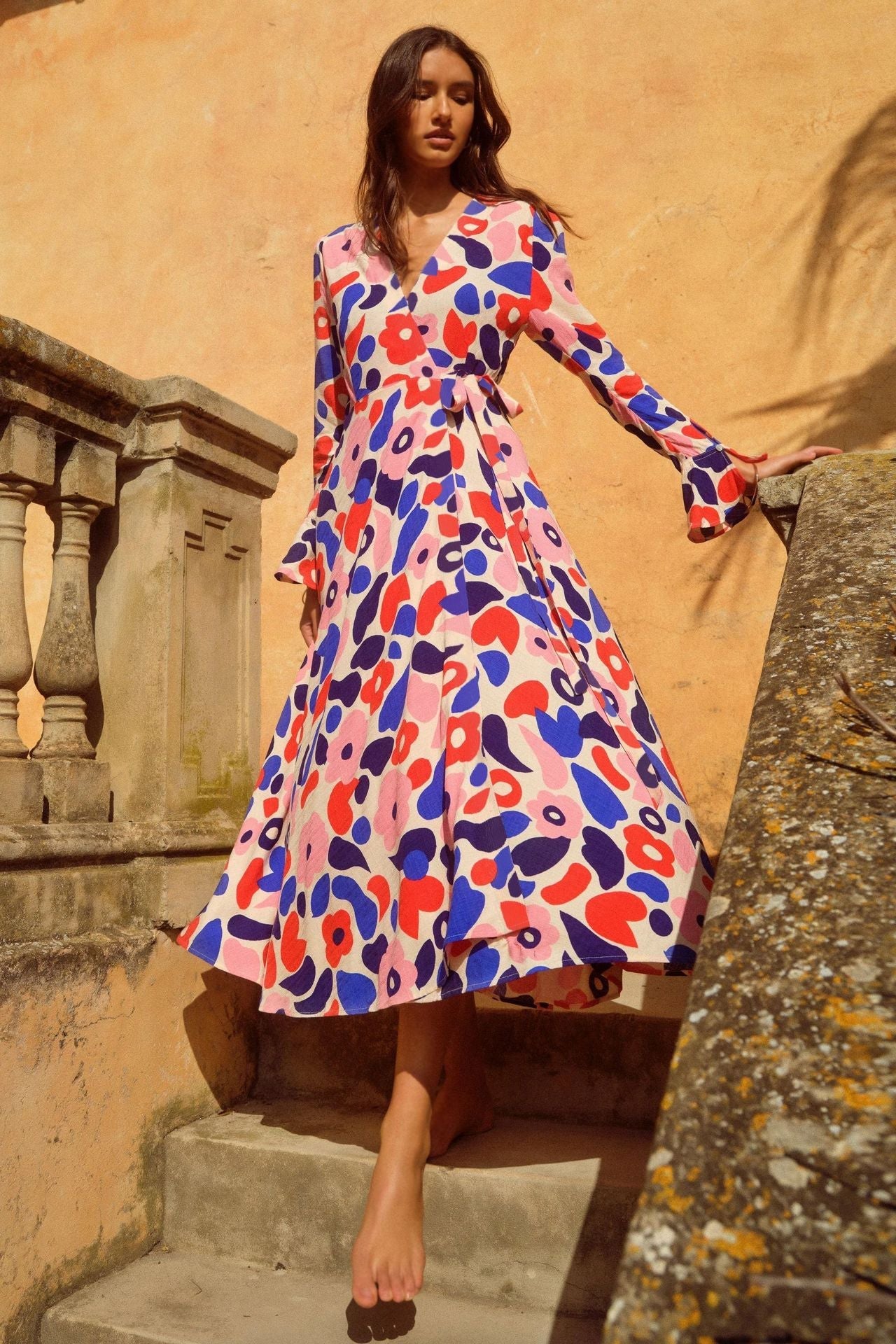 Bohemian Women'S V-Neck Print Sexy Dress