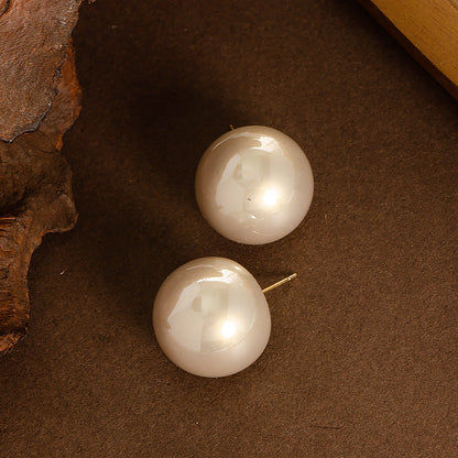 Statement Pearl Stud Earrings Elegant Geometric Design Alloy 925 Silver