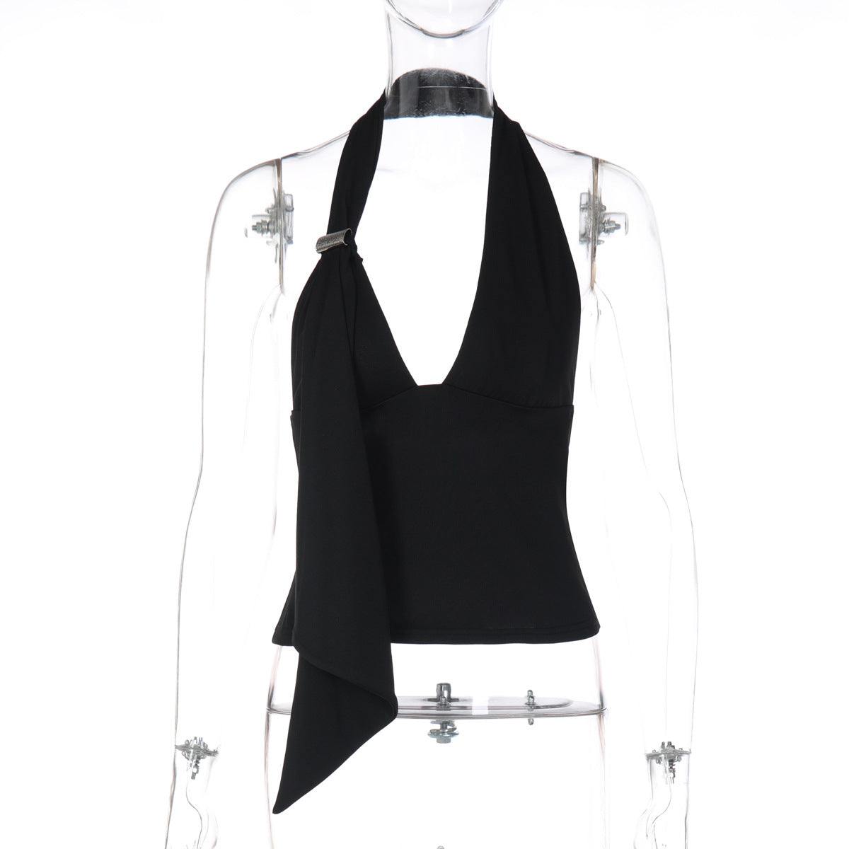 Trendy Halter Neck Backless Crop Top