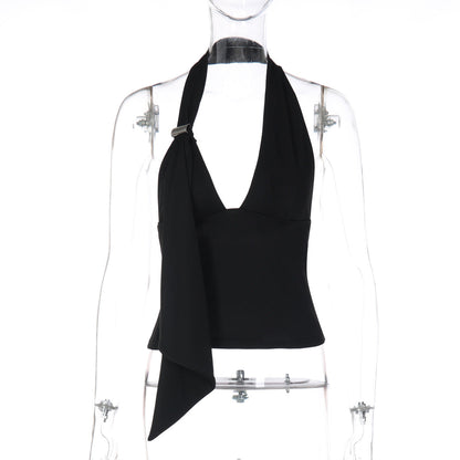 Trendy Halter Neck Backless Crop Top