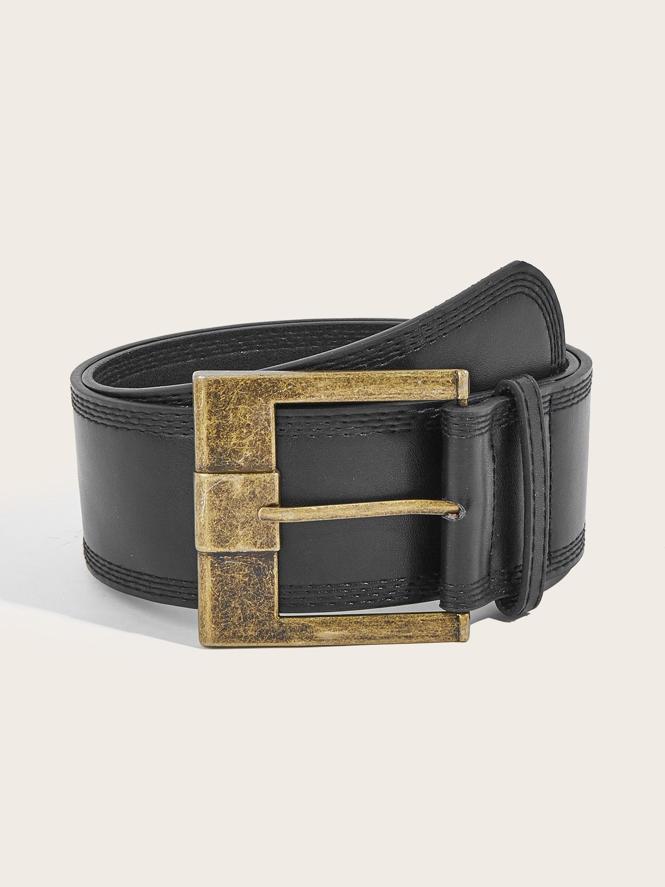 Vintage Distressed Leather Wide Belt