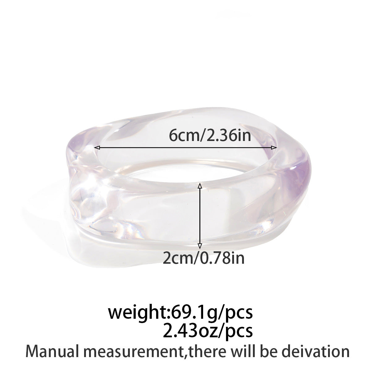 Trendy Clear Acrylic Wide Cuff Bracelet Irregular Geometric Design