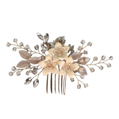 Bridal Side Comb with Crystal Floral Design for Weddings