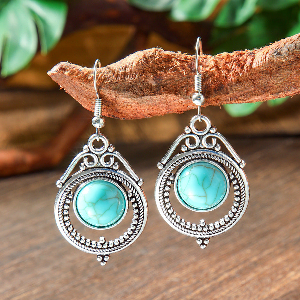 Bohemian Geometric Turquoise Earrings Set
