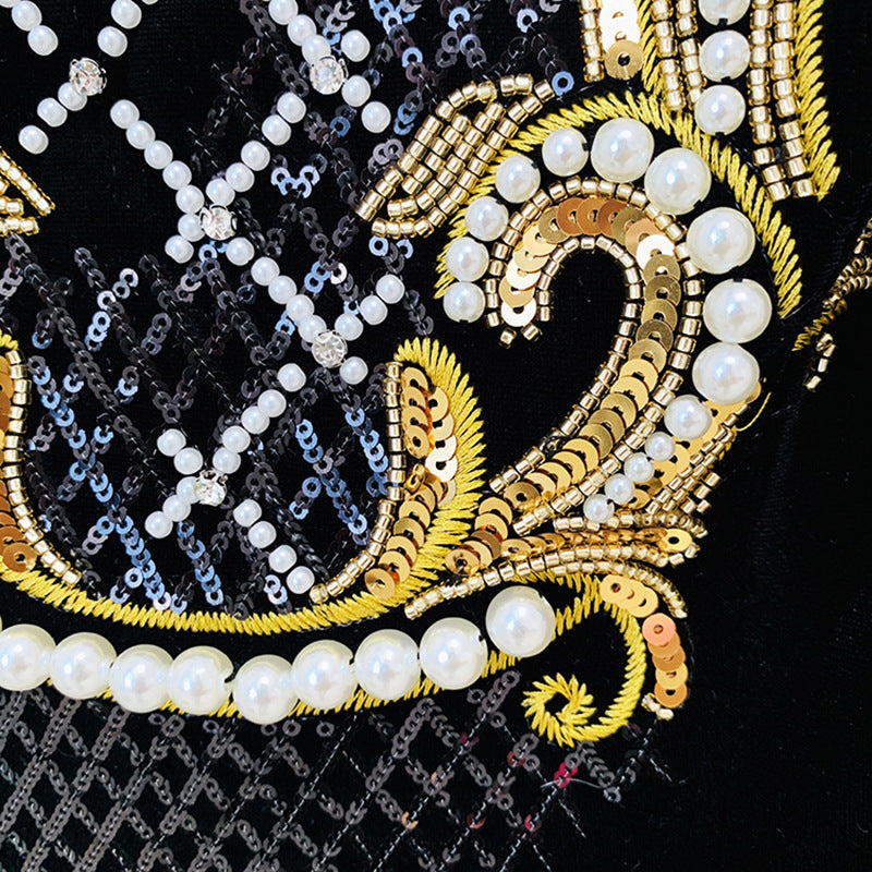 Sequin Embellished Velvet Bodycon Dress
