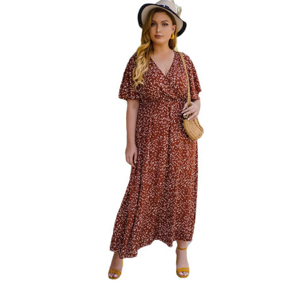 Summer V-Neck High-Waist Maxi Dress for Plus Size