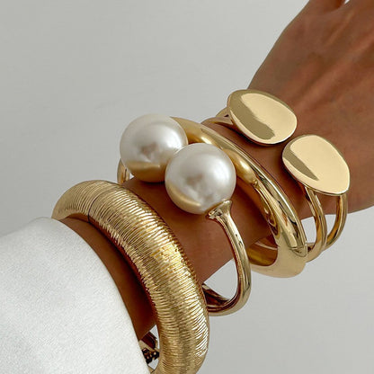 Double Layer Dainty Circle Bangle Bracelet Set
