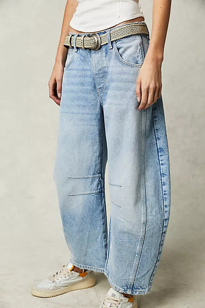 Casual Loose-Fit Mid-Rise Straight-Leg Women's Jeans