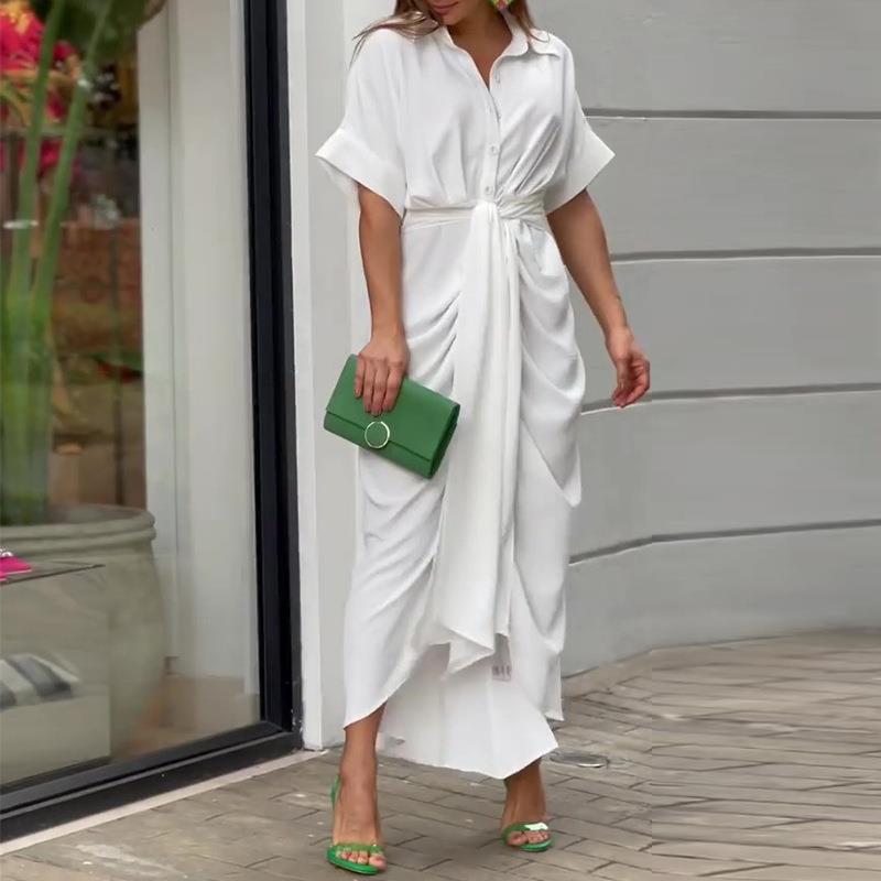 Fashionable High-Waisted Long Shirt Dress for Women
