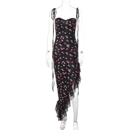 Sexy Floral Lace Trim Midi Dress