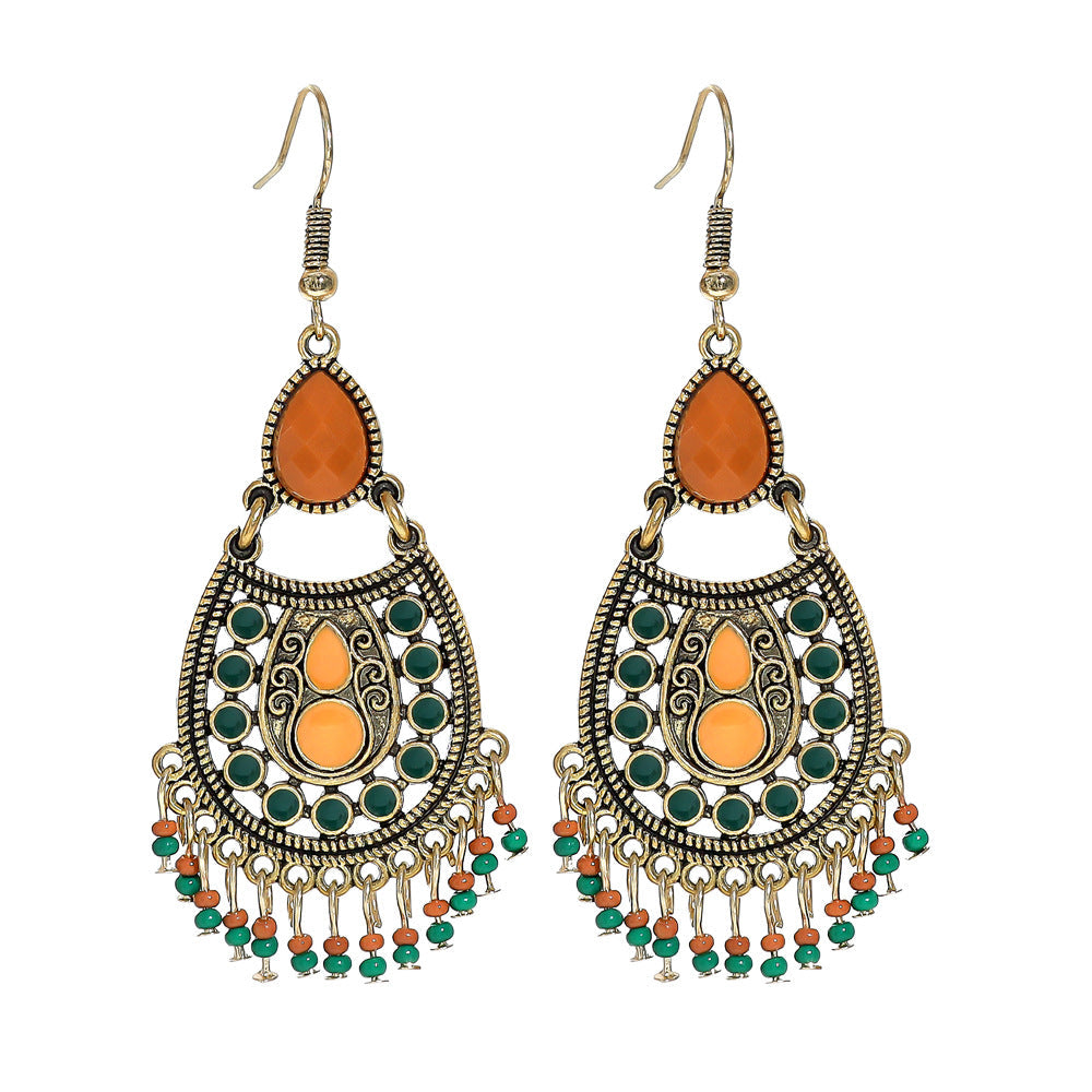 Vintage Geometric Leaf Beaded Earrings Set Fashionable Accessories