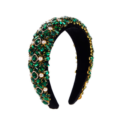 Baroque Style Wide Band Rhinestone Pearl Headband for Women