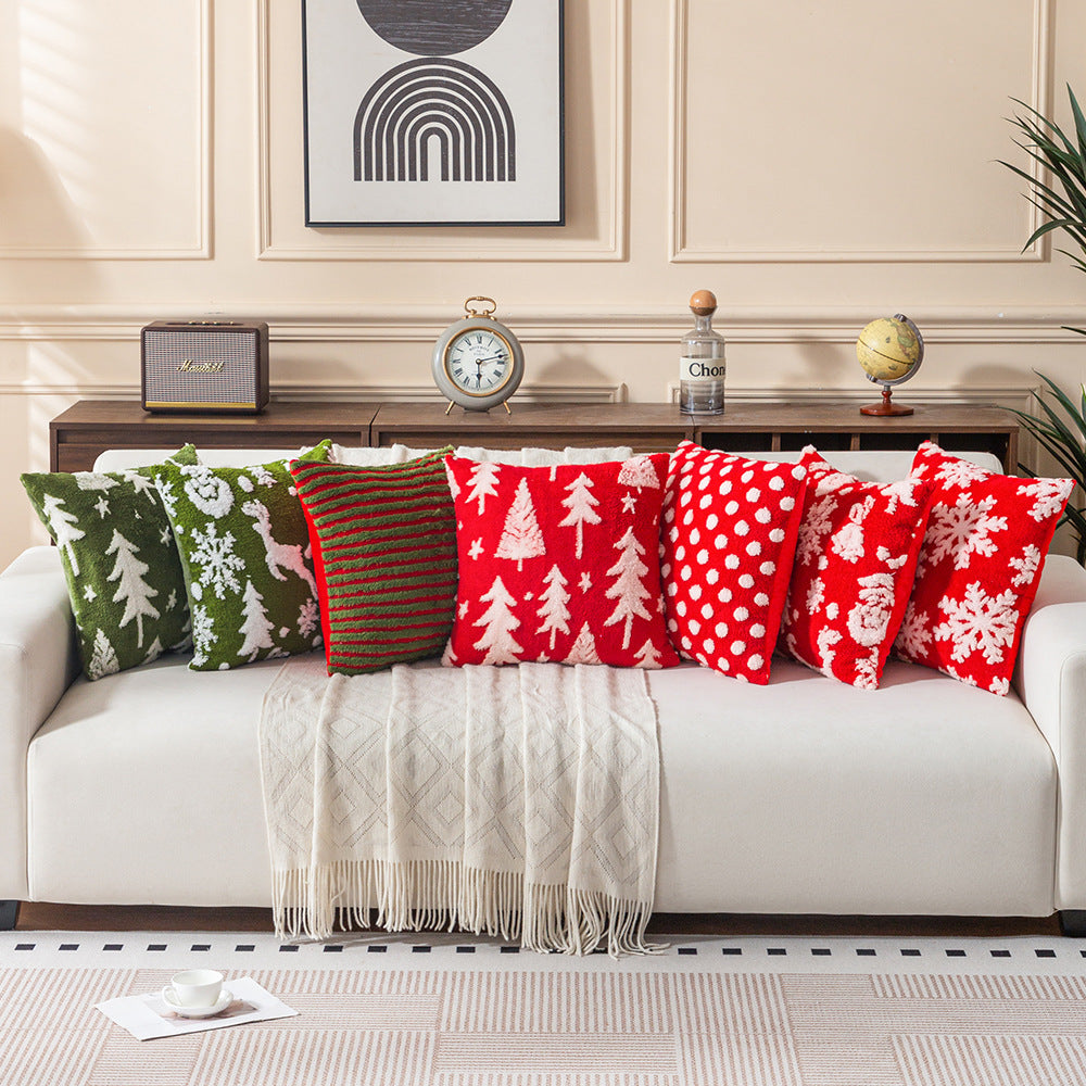 Plush Soft Christmas Striped Throw Pillow Case