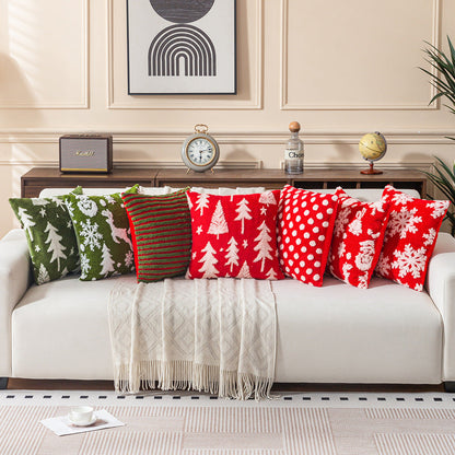 Plush Soft Christmas Striped Throw Pillow Case