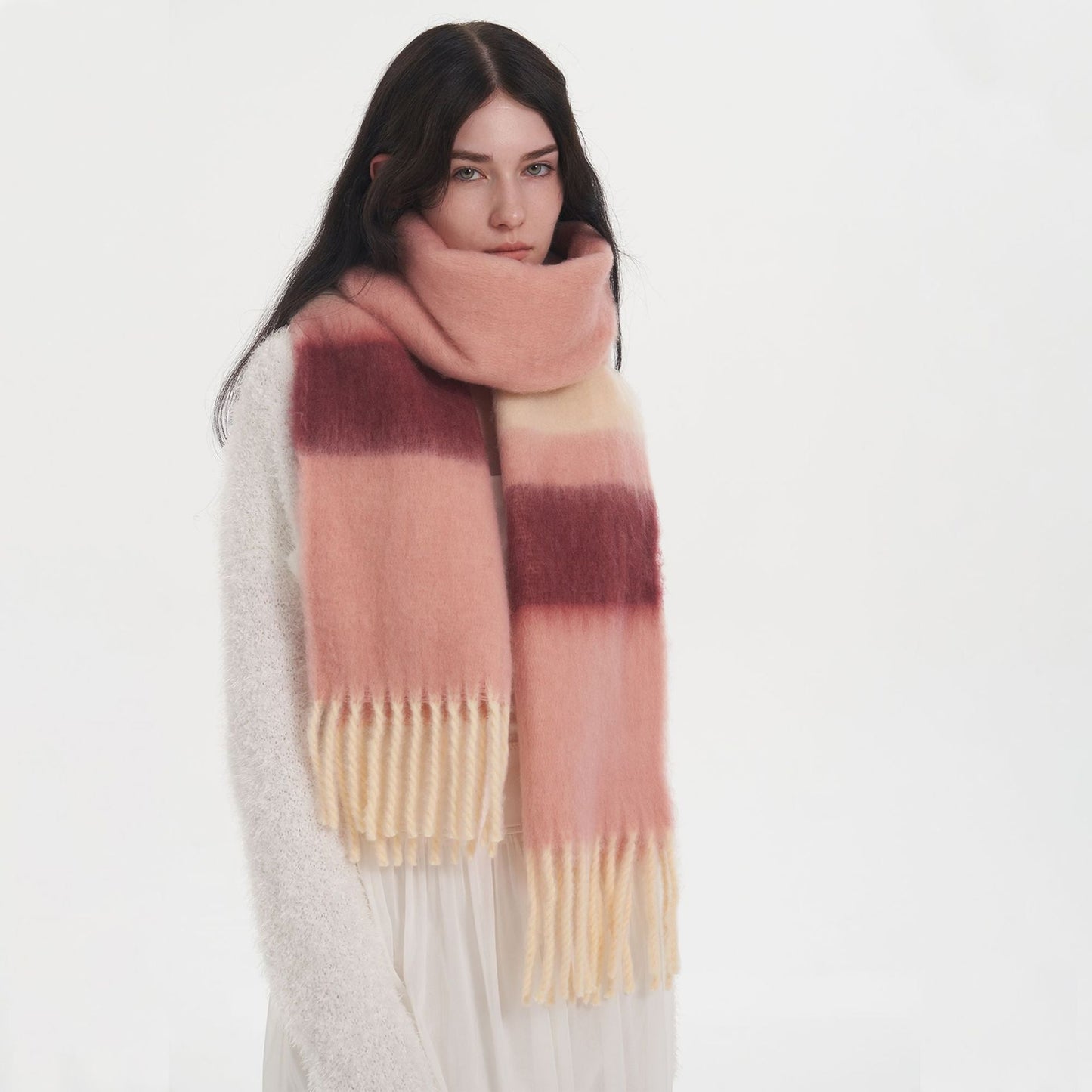 2+ Patchwork Striped Mohair Thick Scarves