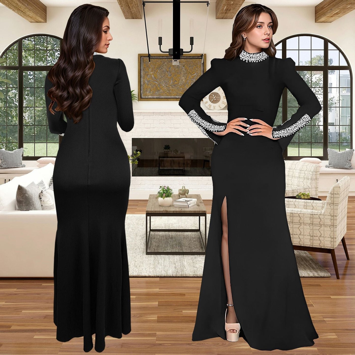 Elegant Lace Long Sleeve Mermaid Dress For Women