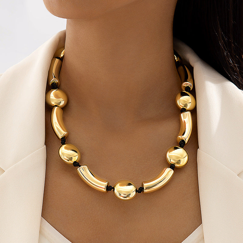 Trendy Ccb Letter Choker Necklace With Handmade Pearl Bow