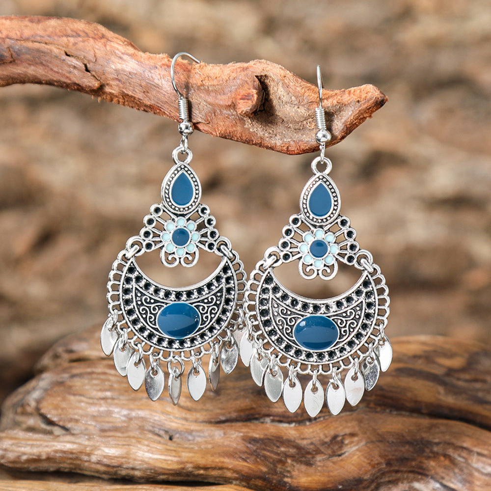 Bohemian Tassel Drop Earrings Geometric Alloy Earrings