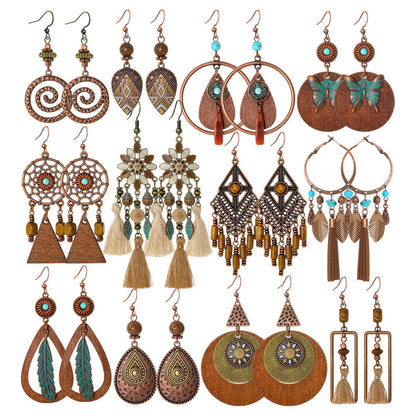 Bohemian Style Dangle Earrings Fashionable Colorful Vacation Accessories