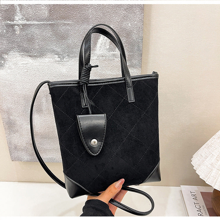 Retro Matte Handbag Chic Quilted Bucket Bag