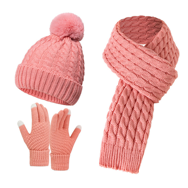 Warm Knit Beanie Scarf Gloves Set
