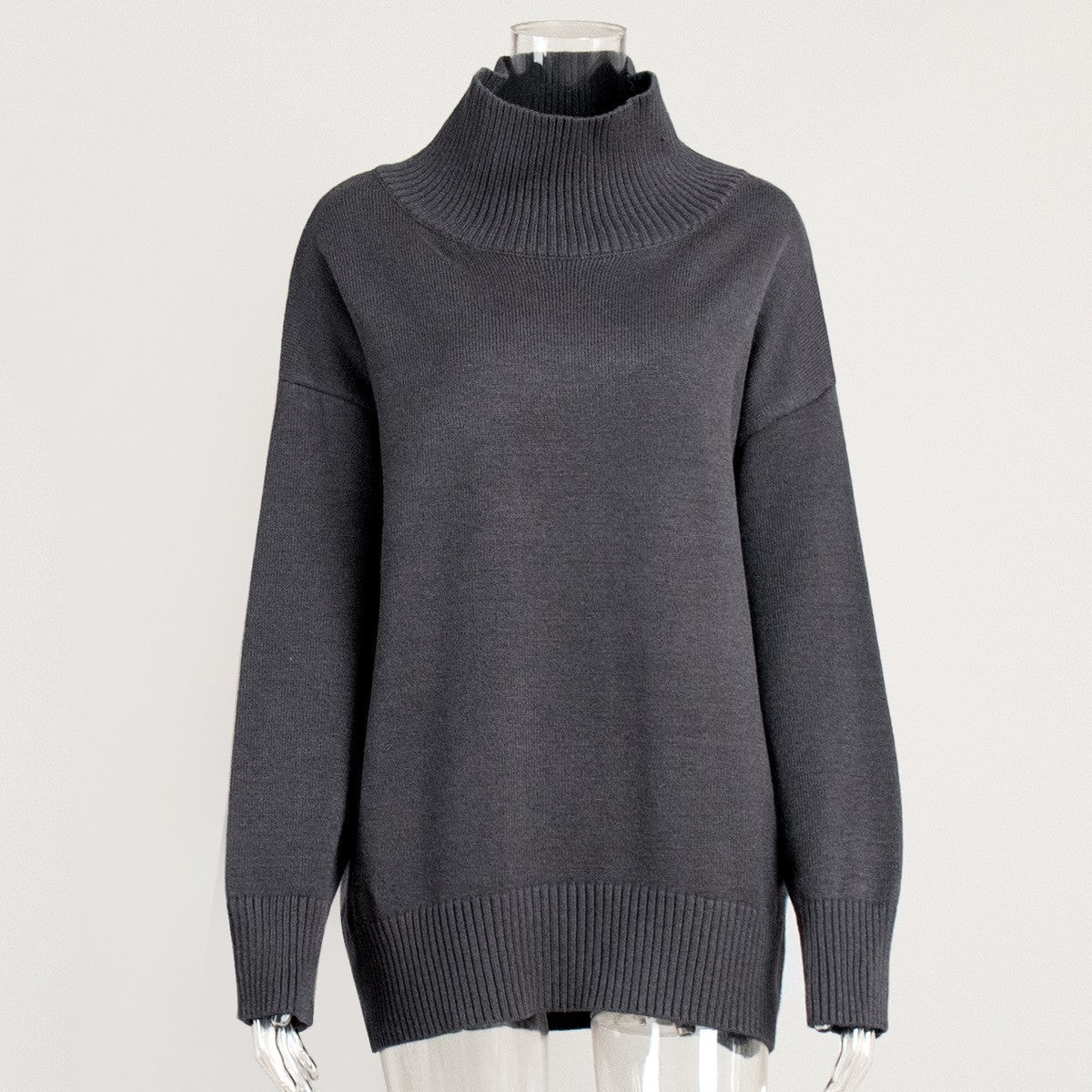 Winter High Neck Solid Color Knit Sweater