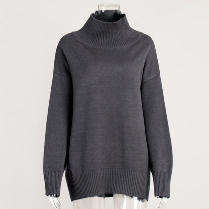 Winter High Neck Solid Color Knit Sweater